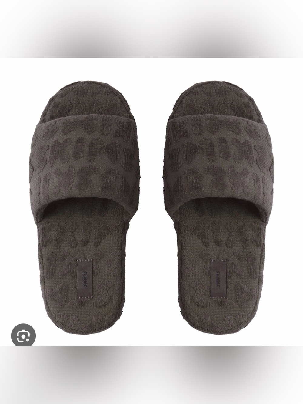 SKIMS SLEEP SLIPPERS SPA TERRY CLOTH LOGO PLATFORM GUNMETAL GRAY SIZE 39/8